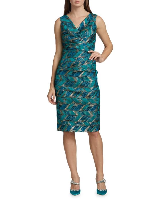 Teri Jon By Rickie Freeman Abstract-Print Ruched Knee-Length Dress 4 Teri Jon By Rickie Freeman Abstract-Print Ruched Knee-Length Dress - Image 2
