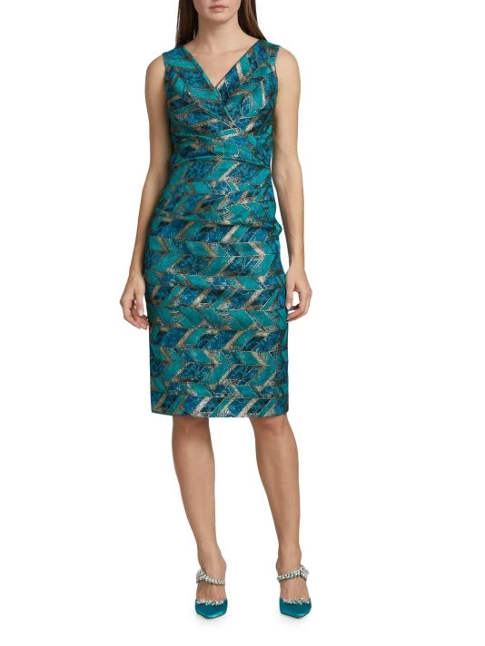 Teri Jon By Rickie Freeman Abstract-Print Ruched Knee-Length Dress 5 Teri Jon By Rickie Freeman Abstract-Print Ruched Knee-Length Dress - Image 3