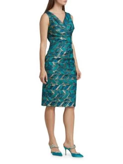 Teri Jon By Rickie Freeman Abstract-Print Ruched Knee-Length Dress 12 Teri Jon By Rickie Freeman Abstract-Print Ruched Knee-Length Dress -Rickie Freeman Sales 2022 unnamed file 1002