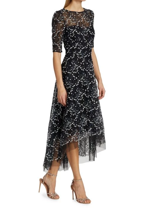 Teri Jon By Rickie Freeman Floral Bead-Embellished Midi-Dress 6 Teri Jon By Rickie Freeman Floral Bead-Embellished Midi-Dress - Image 4