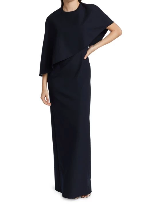 Teri Jon By Rickie Freeman Asymmetric Stretch Crepe Gown Navy 4 Teri Jon By Rickie Freeman Asymmetric Stretch Crepe Gown Navy - Image 2
