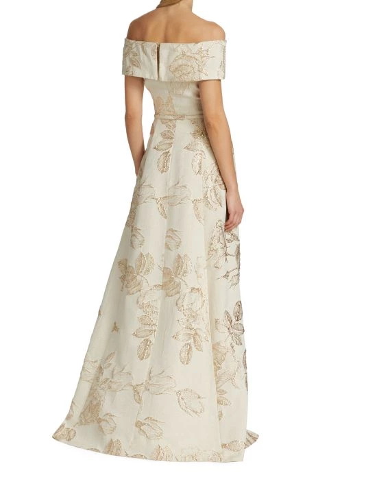 Teri Jon By Rickie Freeman Floral Jacquard Off-The-Shoulder Gown 7 Teri Jon By Rickie Freeman Floral Jacquard Off-The-Shoulder Gown - Image 5