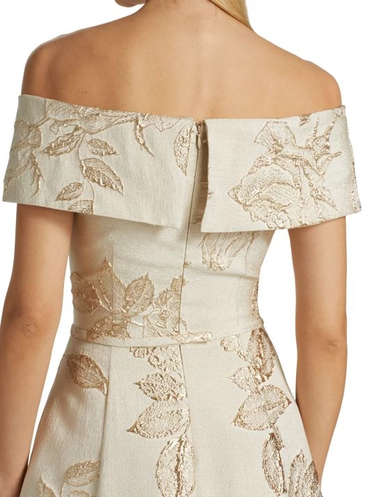 Teri Jon By Rickie Freeman Floral Jacquard Off-The-Shoulder Gown 8 Teri Jon By Rickie Freeman Floral Jacquard Off-The-Shoulder Gown - Image 6