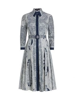 Teri Jon By Rickie Freeman Belted A-Line Dress