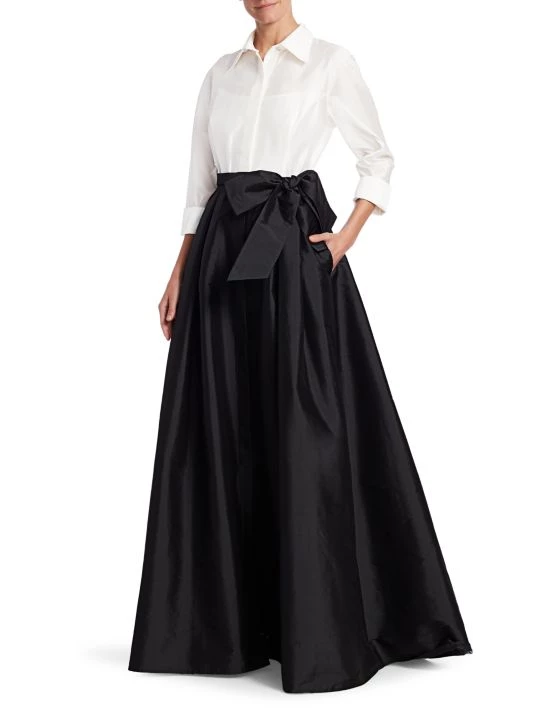 Teri Jon By Rickie Freeman Collared Taffeta Ball Gown 4 Teri Jon By Rickie Freeman Collared Taffeta Ball Gown - Image 2