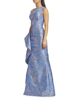 Teri Jon By Rickie Freeman Jacquard One-Shoulder Gown Navy -Rickie Freeman Sales 2022 unnamed file 1071