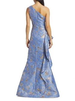 Teri Jon By Rickie Freeman Jacquard One-Shoulder Gown Navy -Rickie Freeman Sales 2022 unnamed file 1072