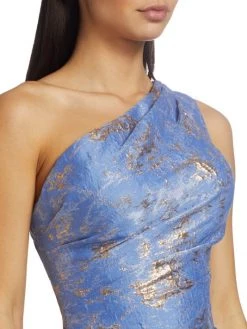 Teri Jon By Rickie Freeman Jacquard One-Shoulder Gown Navy -Rickie Freeman Sales 2022 unnamed file 1073