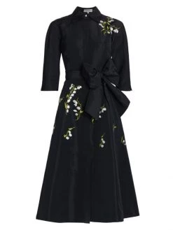 Rickie Freeman Sales 2022 10 Teri Jon By Rickie Freeman Taffeta Floral Embroidered Shirtdress