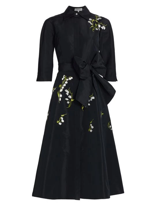 Teri Jon By Rickie Freeman Taffeta Floral Embroidered Shirtdress 3 Teri Jon By Rickie Freeman Taffeta Floral Embroidered Shirtdress