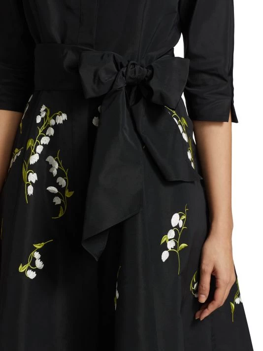 Teri Jon By Rickie Freeman Taffeta Floral Embroidered Shirtdress 8 Teri Jon By Rickie Freeman Taffeta Floral Embroidered Shirtdress - Image 6