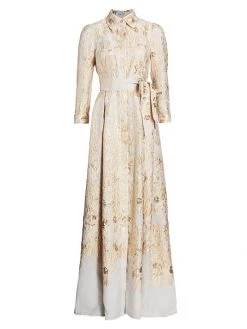 Teri Jon By Rickie Freeman Brocade Shirt Gown