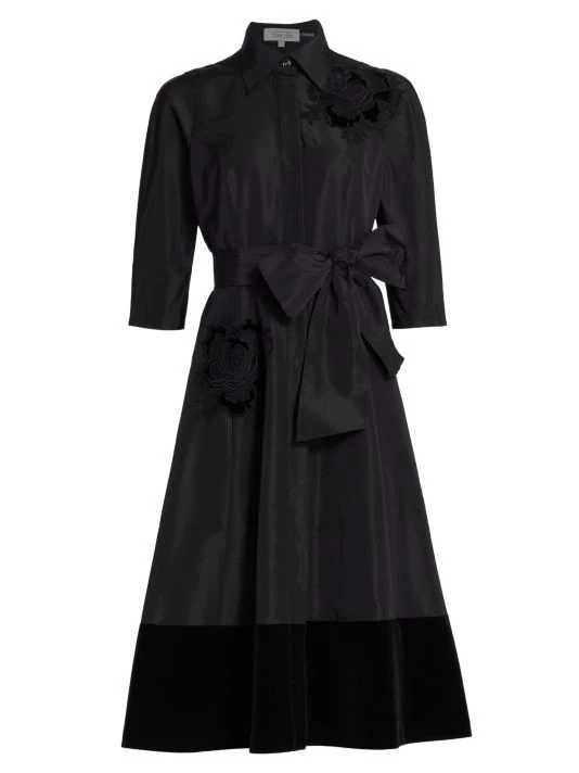 Teri Jon By Rickie Freeman Taffeta & Velvet Shirtdress 3 Teri Jon By Rickie Freeman Taffeta & Velvet Shirtdress
