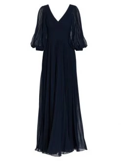 Teri Jon By Rickie Freeman Chiffon Pleated Gown Navy -Rickie Freeman Sales 2022 unnamed file 1093