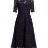 Teri Jon By Rickie Freeman Off-The-Shoulder Three-Quarter Sleeve Lace Dress Navy -Rickie Freeman Sales 2022 unnamed file 1102
