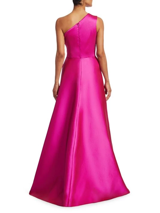 Teri Jon By Rickie Freeman One-Shoulder Satin Gown Hot Pink 7 Teri Jon By Rickie Freeman One-Shoulder Satin Gown Hot Pink - Image 5