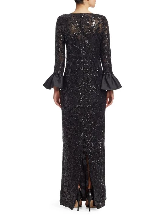 Teri Jon By Rickie Freeman Sequined Bell-Sleeve Gown 5 Teri Jon By Rickie Freeman Sequined Bell-Sleeve Gown - Image 3