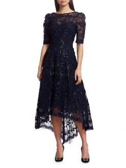 Teri Jon By Rickie Freeman Lace High-Low Dress Blush -Rickie Freeman Sales 2022 unnamed file 1140