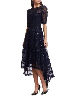 Teri Jon By Rickie Freeman Lace High-Low Dress Blush -Rickie Freeman Sales 2022 unnamed file 1141