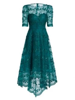 Teri Jon By Rickie Freeman Lace High-Low Dress Blush -Rickie Freeman Sales 2022 unnamed file 1146