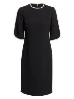 Teri Jon By Rickie Freeman Embellished Slit Sleeve Sheath Dress