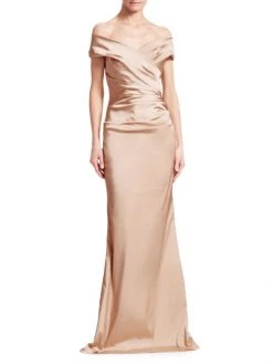 Teri Jon By Rickie Freeman Off-The-Shoulder Ruched Satin Gown -Rickie Freeman Sales 2022 unnamed file 1163