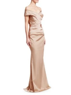 Teri Jon By Rickie Freeman Off-The-Shoulder Ruched Satin Gown -Rickie Freeman Sales 2022 unnamed file 1164