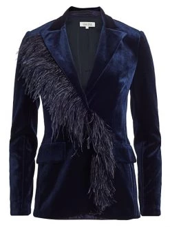 Rickie Freeman Sales 2022 6 Teri Jon By Rickie Freeman Feather Trimmed Velvet Blazer Black