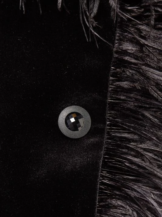 Teri Jon By Rickie Freeman Feather Trimmed Velvet Blazer Black 8 Teri Jon By Rickie Freeman Feather Trimmed Velvet Blazer Black - Image 6