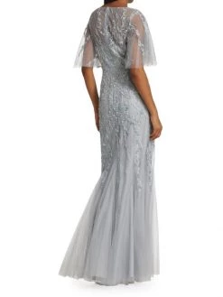 Teri Jon By Rickie Freeman Beaded Tulle Flutter-Sleeve Gown -Rickie Freeman Sales 2022 unnamed file 1179