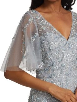 Teri Jon By Rickie Freeman Beaded Tulle Flutter-Sleeve Gown -Rickie Freeman Sales 2022 unnamed file 1180