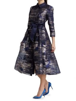 Teri Jon By Rickie Freeman Organza Abstract Stripe Shirtdress -Rickie Freeman Sales 2022 unnamed file 1184