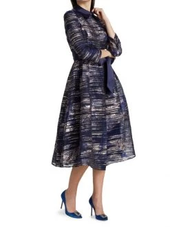 Teri Jon By Rickie Freeman Organza Abstract Stripe Shirtdress -Rickie Freeman Sales 2022 unnamed file 1185