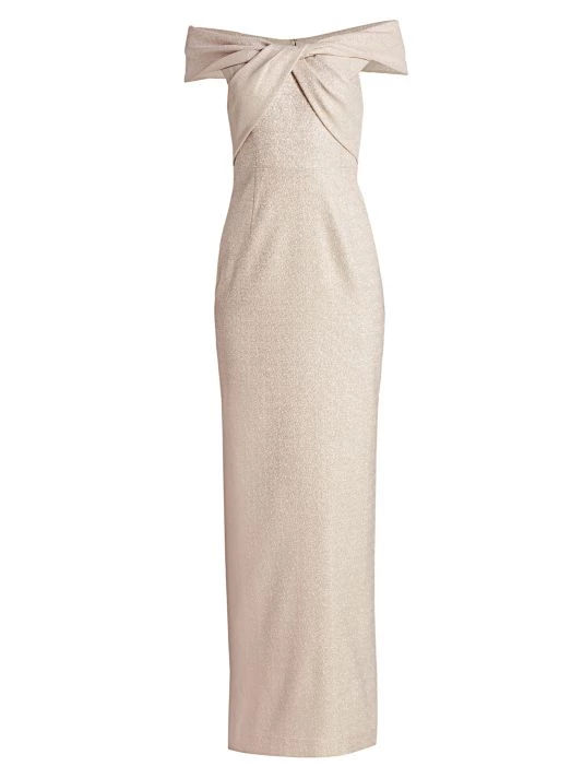 Teri Jon By Rickie Freeman Metallic Off-The-Shoulder Gown Ice Blue 3 Teri Jon By Rickie Freeman Metallic Off-The-Shoulder Gown Ice Blue