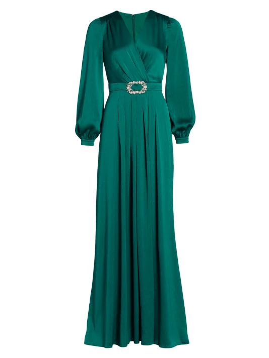 Teri Jon By Rickie Freeman Hammered Satin Belted Gown Fuchsia 6 Teri Jon By Rickie Freeman Hammered Satin Belted Gown Fuchsia - Image 4