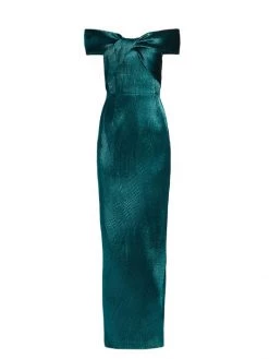 Rickie Freeman Sales 2022 20 Teri Jon By Rickie Freeman Wavy Jacquard Off-The-Shoulder Gown