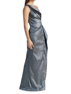 Teri Jon By Rickie Freeman One-Shoulder Metallic Ruffle Dress -Rickie Freeman Sales 2022 unnamed file 1217