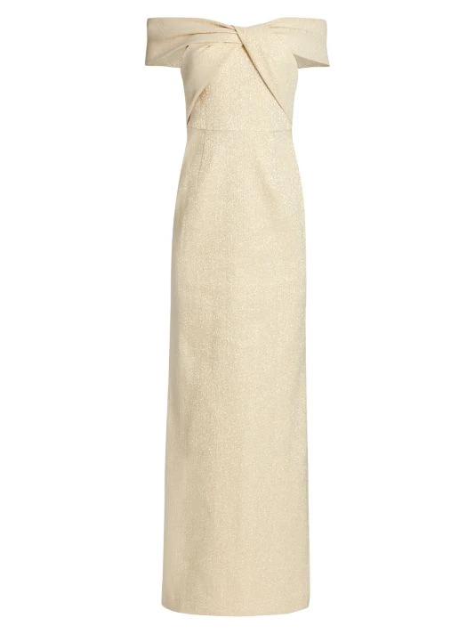 Teri Jon By Rickie Freeman Metallic Off-The-Shoulder Gown Ice Blue 5 Teri Jon By Rickie Freeman Metallic Off-The-Shoulder Gown Ice Blue - Image 3