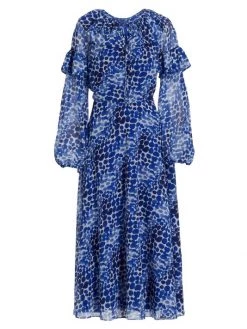 Teri Jon By Rickie Freeman Chiffon Polka Dot Dress