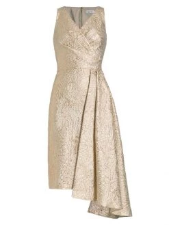 Teri Jon By Rickie Freeman Sleeveless Surplus Metallic Jacquard Sheath Dress