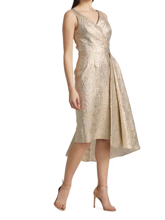 Teri Jon By Rickie Freeman Sleeveless Surplus Metallic Jacquard Sheath Dress 4 Teri Jon By Rickie Freeman Sleeveless Surplus Metallic Jacquard Sheath Dress - Image 2