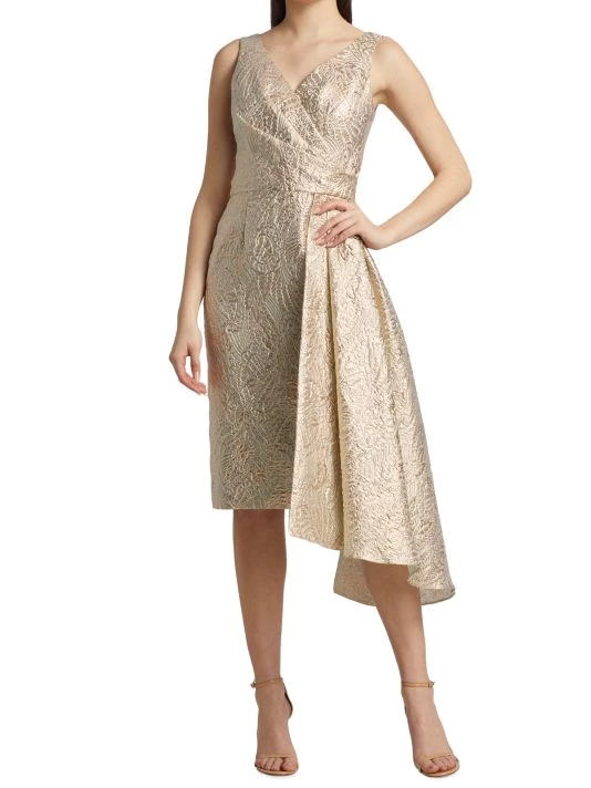 Teri Jon By Rickie Freeman Sleeveless Surplus Metallic Jacquard Sheath Dress 5 Teri Jon By Rickie Freeman Sleeveless Surplus Metallic Jacquard Sheath Dress - Image 3