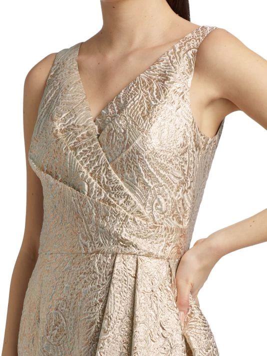 Teri Jon By Rickie Freeman Sleeveless Surplus Metallic Jacquard Sheath Dress 8 Teri Jon By Rickie Freeman Sleeveless Surplus Metallic Jacquard Sheath Dress - Image 6