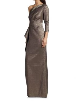 Teri Jon By Rickie Freeman Metallic One-Shoulder Ruffle Gown -Rickie Freeman Sales 2022 unnamed file 1245