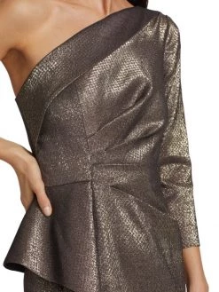 Teri Jon By Rickie Freeman Metallic One-Shoulder Ruffle Gown -Rickie Freeman Sales 2022 unnamed file 1247