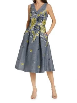Teri Jon By Rickie Freeman Metallic Floral A-Line Dress -Rickie Freeman Sales 2022 unnamed file 1265