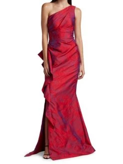 Teri Jon By Rickie Freeman Jacquard One-Shoulder Ruched Gown -Rickie Freeman Sales 2022 unnamed file 127