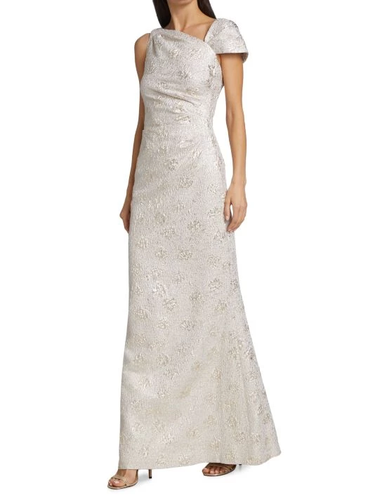 Teri Jon By Rickie Freeman Metallic Embossed Jacquard Gown 4 Teri Jon By Rickie Freeman Metallic Embossed Jacquard Gown - Image 2