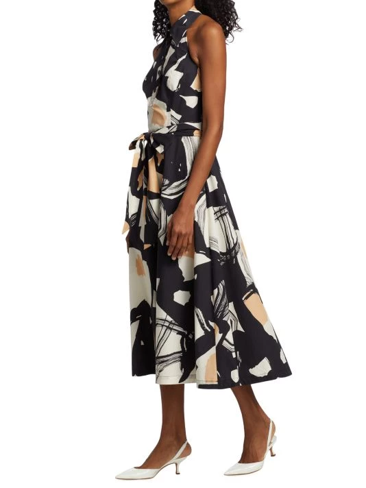 Teri Jon By Rickie Freeman Abstract Print Sleeveless Midi-Dress 4 Teri Jon By Rickie Freeman Abstract Print Sleeveless Midi-Dress - Image 2