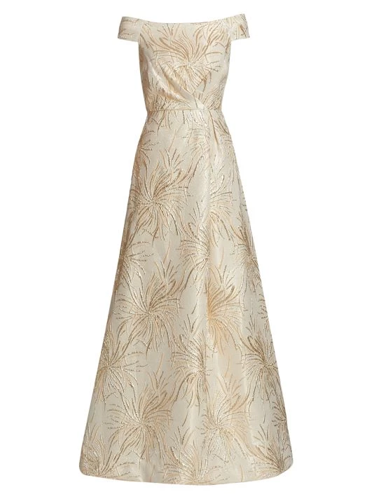 Teri Jon By Rickie Freeman Metallic Embroidered Gown 3 Teri Jon By Rickie Freeman Metallic Embroidered Gown